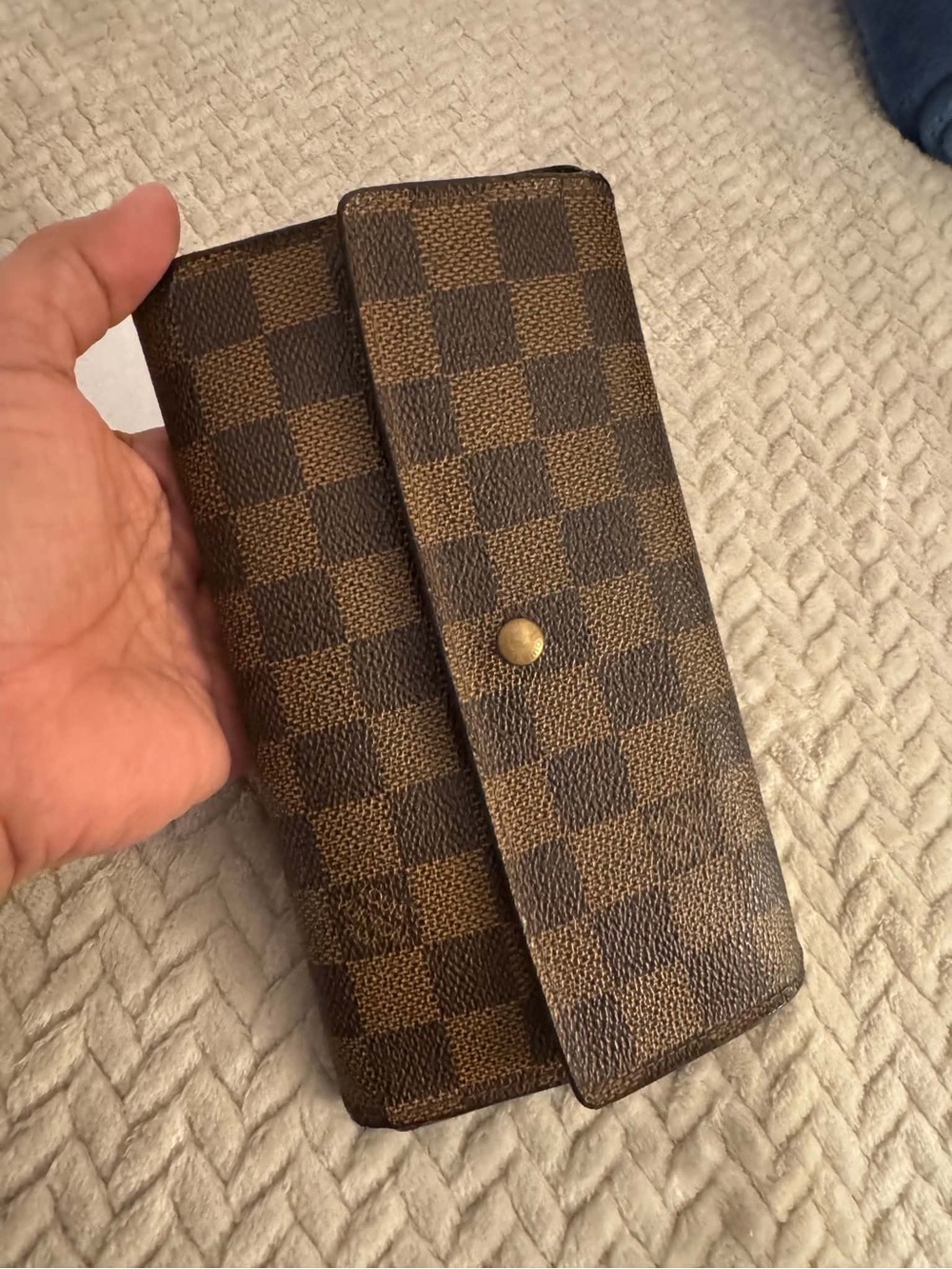Brown Checkered Long Women's Wallet - Picture 6 of 14